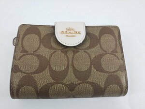 COACH コーチ　シグネチャー　二つ折財布　ベージュ　ホワイト　c0082