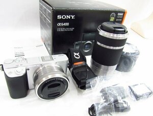 美品 SONY α6400 4K ソニー ダブルズームレンズキット ミラーレス 一眼カメラ SELP1650 SEL55210 中古品 ◆4145