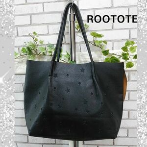 ROOTOTE ルートート／ショルダートートバッグ・大容量★ブラック★星 刺繍