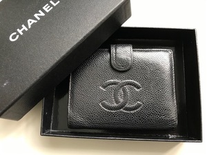 CHANEL シャネル　キャビアスキン　財布　がま口つき　折り財布　レディース　コンパクト　ブラック　人気商品