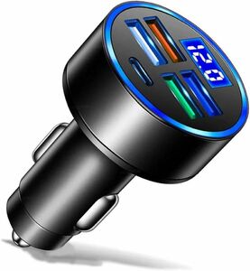 5ポート車載充電器 USB-C & USB カーチャージャー シガーソケット 急速充電器
