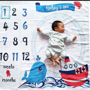 寝相アート お昼寝アート 月齢 記念 クジラ マリン