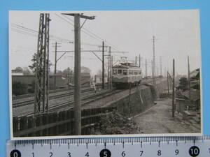 (J52)135 写真 古写真 電車 鉄道 鉄道写真 箱根登山鉄道 110号 小田原行 昭和33年9月 はがれた跡が薄くなっています