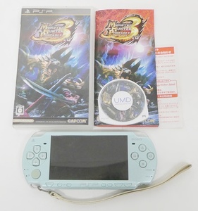 02 69-589909-27 [Y] PSP 本体 psp 2000 SONY プレイステーション ポータブル ソフト MONSTER HUNTER モンスターハンター 3 セット 旭69