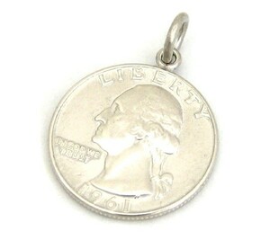 ペンダントトップ シルバー925 ワシントン25セント硬貨ペンダント 表面:ワシントン 裏面:イーグル 1932年～1964年 ヘッドのみ