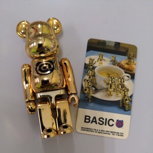 BE@RBRICK ベアブリック シリーズ14 @ BASIC ベーシック ゴールド メタリック 100% メディコムトイ MEDICOMTOY カードあり