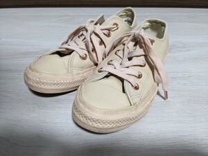 美品 CONVERSE コンバース 23cm ピンク スムースレザー スニーカー ALLSTAR オールスター ローカット 