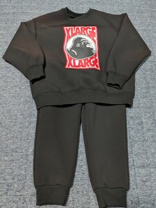 新品未使用 XLARGE エクストララージ トレーナー 120サイズ スウェット 子ども キッズ ブラック 黒 ビッグロゴ セットアップ 上下セット