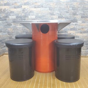 **240130013-4 drum can table set o bucket chair stool cushion can storage interior cushion can store modern **