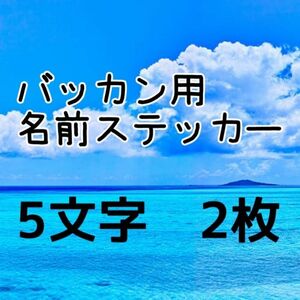 バッカン用名前ステッカー　ネーム５文字を２枚　石鯛　シマノ　漁業　リール　サンライン　ダイワ　クーラーボックス　磯釣り　遊漁船　