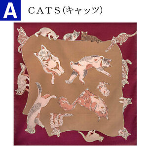 きもの日和●1,250円~[理由有][日本製♪有職][MISATO ASAYAMA]綿二四巾ふろしき/風呂敷(CATS/猫柄)cca238A-2[*2][P]