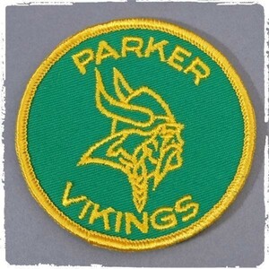 AF81 PARKER VIKINGS バイキング 丸型 ビンテージ ワッペン パッチ ロゴ エンブレム 輸入雑貨 刺繍