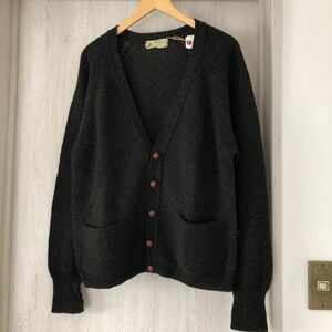 (k) 60s 60年代 Isles knit shetland スコットランド製 42 ニット カーディガン 長袖 茶色 ブラウン 直し跡あり