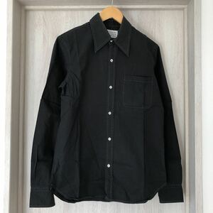 (k) Maison Martin Margiela メゾンマルタンマルジェラ ⑩ 長袖 黒シャツ イタリア製 サイズ1 無地 コットン