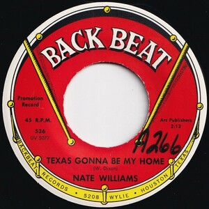 Nate Williams Texas Gonna Be My Home / Smile Back Beat US 536 205709 SOUL ソウル レコード 7インチ 45