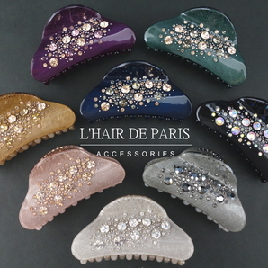 ■L'HAIR DE PARIS■大粒クリスタルスターダストバンスクリップ■スワロフスキー■ブラック黒■髪留め パーティ 結婚式 和装 ビジュー 新品の画像2