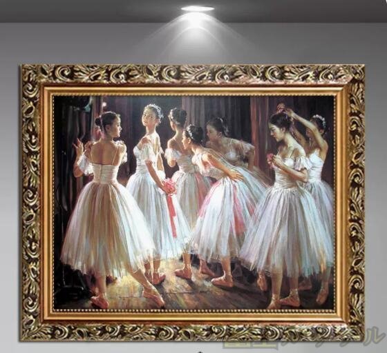 Pintura al óleo niña bailando ballet pintura decorativa., cuadro, pintura al óleo, retrato