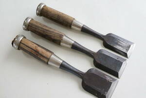 2204_2【送料無料】追い入れ鑿　3本セット　越千代　 　japanese carpenter chisel nomi 