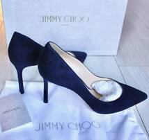 新品/定価10万円 Jimmy Choo Romy 85 Navy Suede 37 24〜24.5cm/ジミーチュウ定番パンプス/ハイヒール/ネイビースエード/入学式/卒業式_画像5