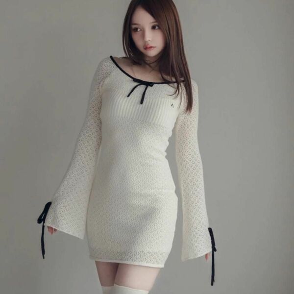 andmary Lily crochet mini dress