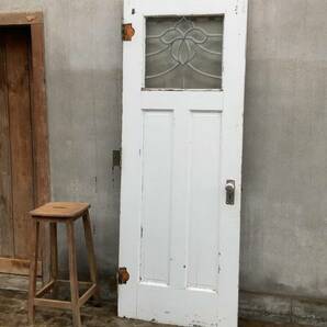 古いステンドグラス窓の木製ドア / イギリス アンティーク/ 古道具 建具 開戸 玄関 ブロカントの画像7