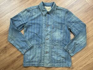 極美品 RRL DOUBLE RL ダブルアールエル striped indigo twill jacket STIFEL シャドーストライプ ウォバッシュ カバーオール サイズS