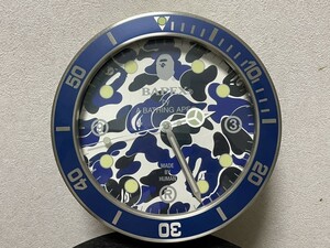 A BATHING APE アベイシングエイプ BAPEX wall clock ウォールクロック 壁掛け時計 時計 abc camo abcカモ 青