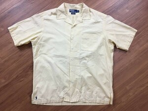 Polo by Ralph Lauren ポロ ラルフローレン 開襟 オープンカラー シャツ 裾ポニー オックスフォード イエロー レモン サイズL