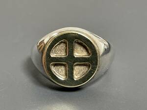 WING ROCK Wing lock 18K wheel signet college ring ring K18 SILVER silver approximately 16 number 