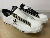 未使用品 日本製 CONVERSE コンバース ONE STAR FURRY OX ワンスター レザー 白黒 ハラコ ゼブラ US9.5 28.0cm_画像3