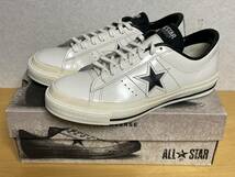 未使用品 日本製 CONVERSE ONE STAR J コンバース ワンスター レザー 白/黒 US8 26.5cm_画像1