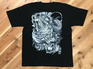 未使用品 JUVENILE DELINQUENT ジュベナイルデリンクエント 江戸心 龍 プリントTシャツ SST-269 ブラック 黒 サイズL 彫江戸一門 彫り師