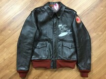 極美品 THE FEW ザフュー ROUGH WEAR CLOTHING CO. ラフウェア 馬革 ホースハイド A-2 フライトジャケット 赤リブ フクチャン部隊 サイズ40_画像2