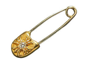 CHROME HEARTS Chrome Hearts 22K SAFETY PIN S 1 DIA безопасность булавка маленький 1 diamond бриллиант 