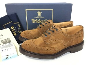 未使用品 Tricker's トリッカーズ M6518-D Snuff Repello Derby Brogue ダービー ブローグ ブラウンスウェード UK8 付属完備