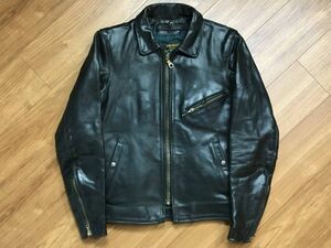 VANSON ENF Horse hide バンソン エンフィールド 馬革 ホースハイド 襟付き シングルライダースジャケット サイズ32