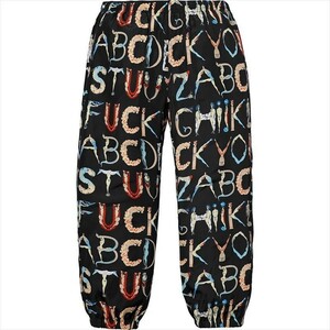 18ss Supreme Alphabet Silk Pant シュプリーム アルファベットシルクパンツ サイズXL ブラック 黒