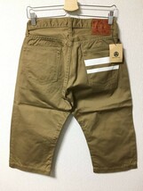 未使用品 桃太郎ジーンズ MOMOTARO JEANS 02-015 出陣ペイント GTB セルビッジウエポンクロップドパンツ ショーツ ショートパンツ W30 A_画像1