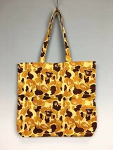 A BATHING APE アベイシングエイプ 猿迷彩 カモ トートバッグ キャンバス オレンジ_画像1