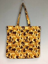 A BATHING APE アベイシングエイプ 猿迷彩 カモ トートバッグ キャンバス オレンジ_画像2