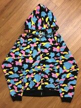 極美 A BATHING APE アベイシングエイプ multi camo マルチカモ 猿迷彩 ジップアップ スウェットパーカー サイズM_画像1