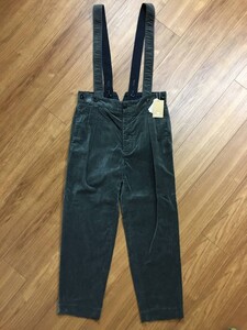 未使用品 Nigel Cabourn ナイジェルケーボン WORKWEAR PANT ワークウェアパンツ ベロア ワンタック サスペンダー レディース チャコール 6