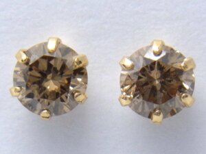 [Shimoe]最落無し！1円～Ｋ１８　ブラウンカラー　合計０．２０ｃｔ　天然ダイヤ　ピアス