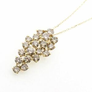 K18YG ダイヤモンド1.10ct ネックレス ぶどうデザイン　ブラウンダイヤモンド　ダイヤネックレス　18金イエローゴールド