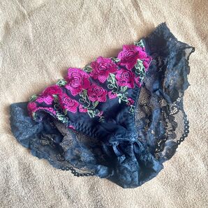 ショーツ パンティ 下着 セクシー パンツ レース 黒 花柄 Mサイズ ブラック系