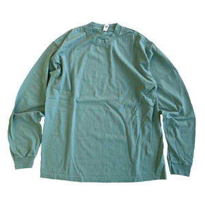 LOS ANGELES APPAREL ロサンゼルスアパレル 6.5oz 長袖Tシャツ　アトランティックグリーン　2XLサイズ　Garment Dye ロンT MADE IN USA