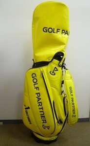 ＃33037 【中古品】 GOLF PARTNER ゴルフパートナー オリジナル スタンド付き キャディバッグ ゴルフバッグ エナメル イエロー 黄色