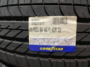 保管袋付【送料無料】未使用夏タイヤ4本セット 245/45R20 99V(SGY133-31)GOODYEAR EAGLE F1 ASYMMETRIC SUV 245/45/20 20年～21年