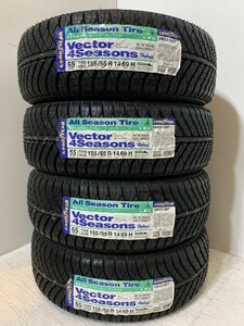 保管袋付【送料無料】未使用オールシーズンタイヤ４本セット 155/55R14 69H(SGY118-15)GOODYEAR Vector 4Seasons 155/55/14 2020～2021年