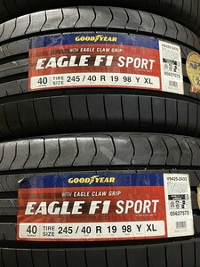 保管袋付【送料無料】未使用夏タイヤ ４本セット 245/40R19 98Y ZL(SGY121-11)GOODYEAR EAGLE F1 SPORT 245/40/19 2020年～2021年